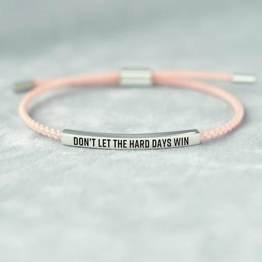 "Don't Let The Hard Days Win" Inspire Bracelet - Stainless Steel 18k Gold Plated Braided Engraved Design | Adjustable to 10"
