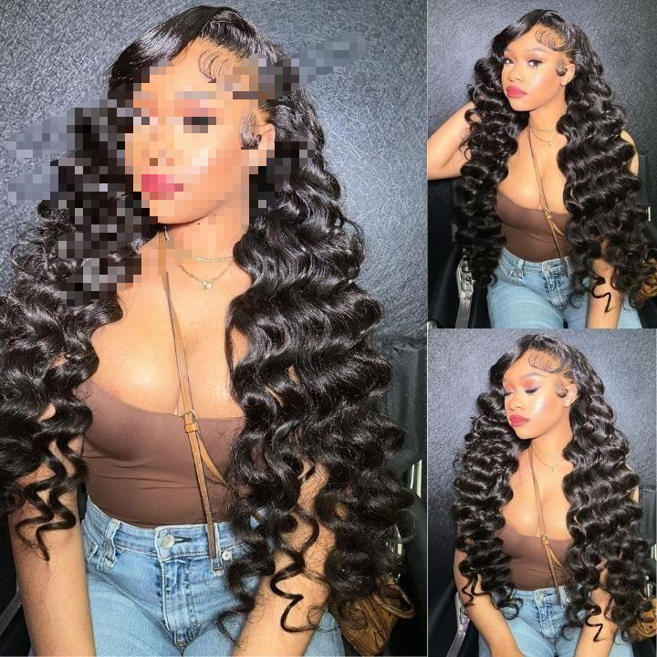 3 Pcs Remy Human Hair Bundles with 4x4 Lace Closure - Black Friday Brazilian Loose Deep Wave Quick Weave