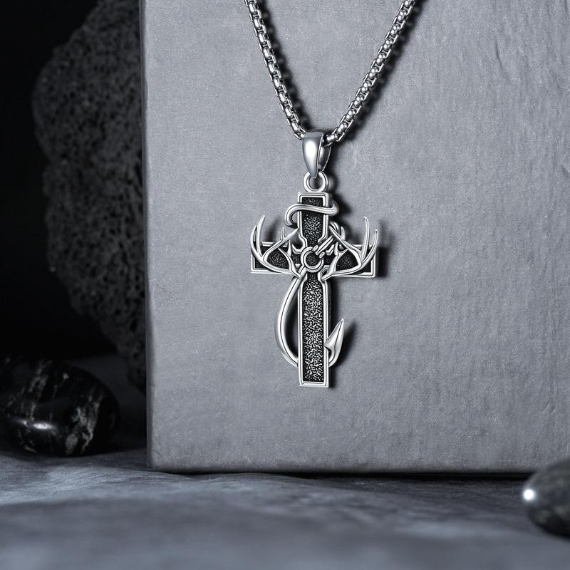 MEIDERBO 925 Sterling Silver Cross Antler Necklace - Ashes Holder, Bible Verse Inspirational | Autumn New Arrival