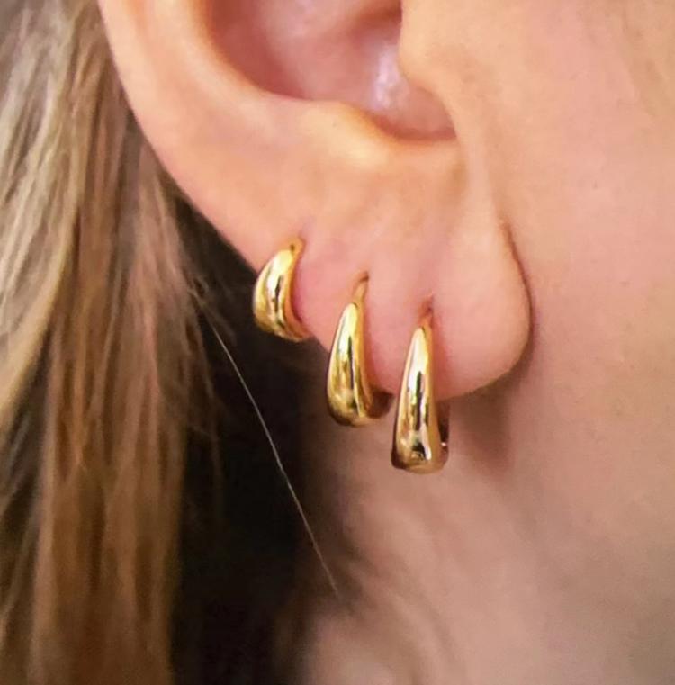 3 Pairs 14K Gold Plated Earrings Set - Women's Dainty Huggie Hoops & Studs Stackable Jewelry Gift