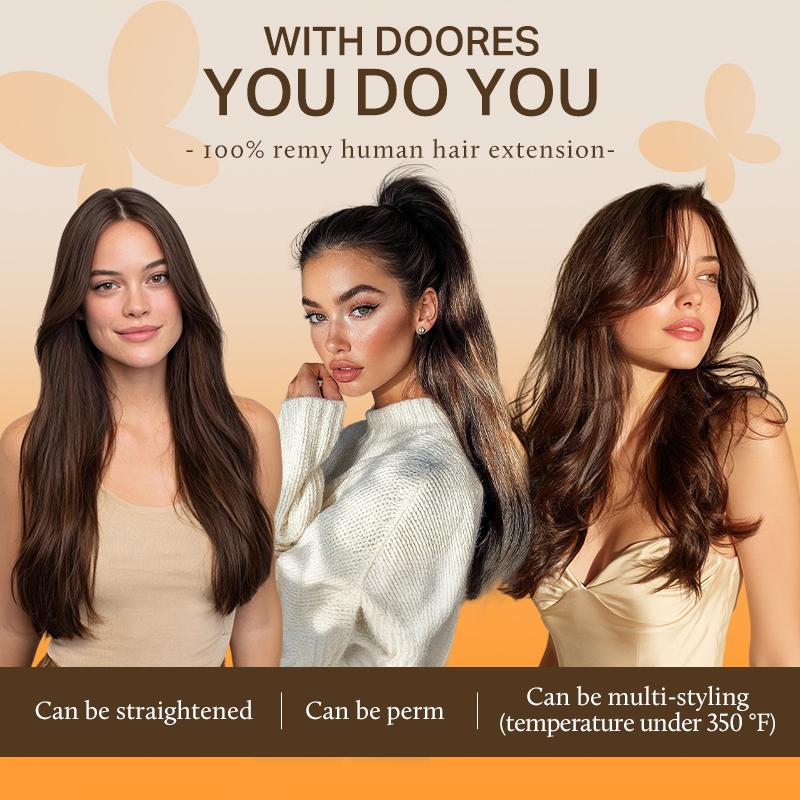 Doores Clip in Human Hair Extensions - 120g/150g Straight 100% Real Hair for Daily & Special Occasions (Black Friday)