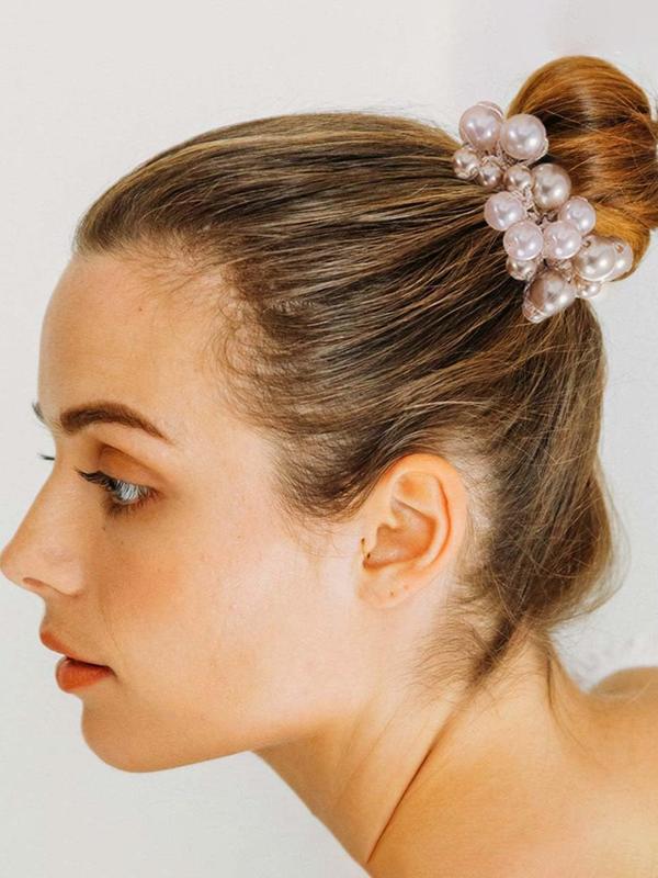 Beaded Elastic Hair Scrunchies - Stylish Durable Ponytail Holders for Women & Girls (Everyday Use)