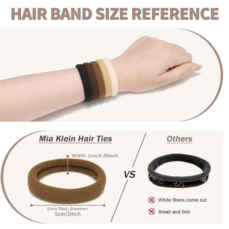 20 Pcs 4-Color Seamless Hair Bands - No-Damage Thick Elastic Scrunchies (Neutral Black, Unisex)