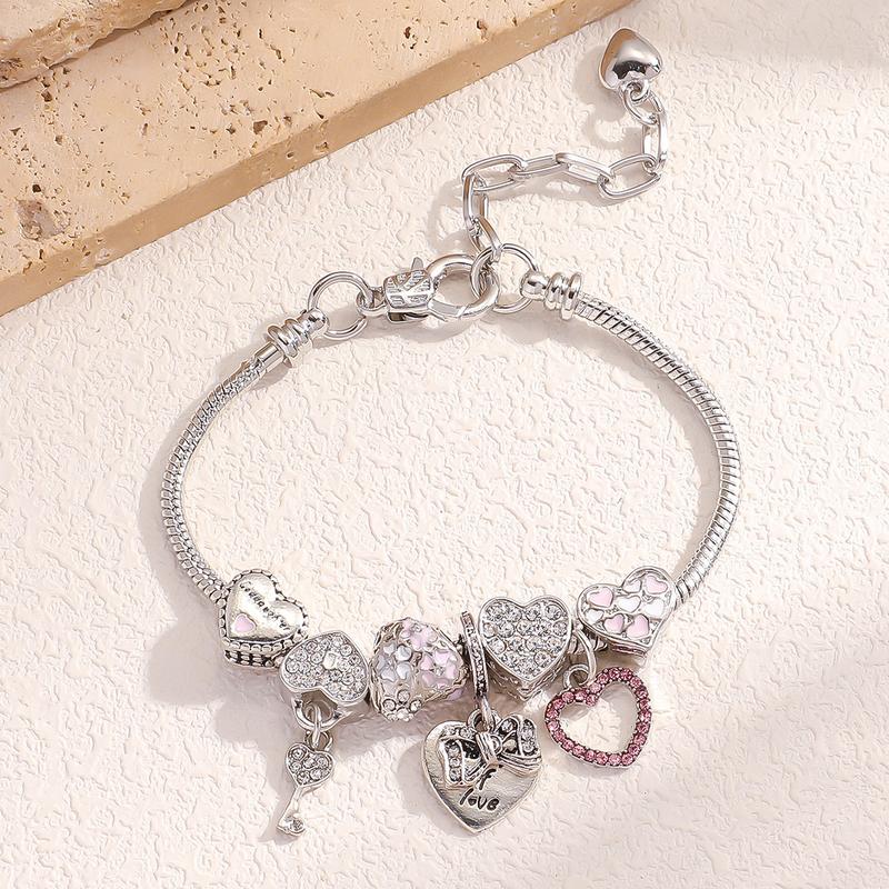 Dainty Heart CZ Cartoon Friendship Bracelet - Adjustable Snake Chain, Perfect Gift for Women, Friends, Mom & Teens