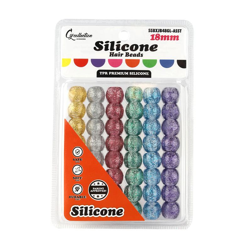 48 PCS 18mm Large Silicone Hair Beads - Premium Soft Rubber, Noiseless Painless Stylish Braiding