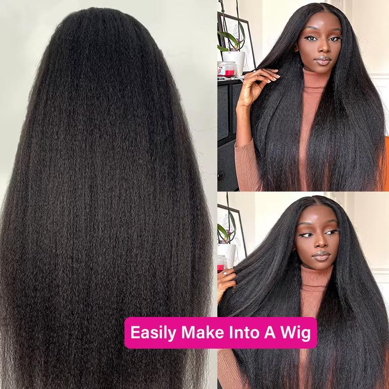 Light Yaki Straight Virgin Human Hair Bundles - Natural Color Quick Weave Extensions (1/3/4 Bundles, Black Friday)