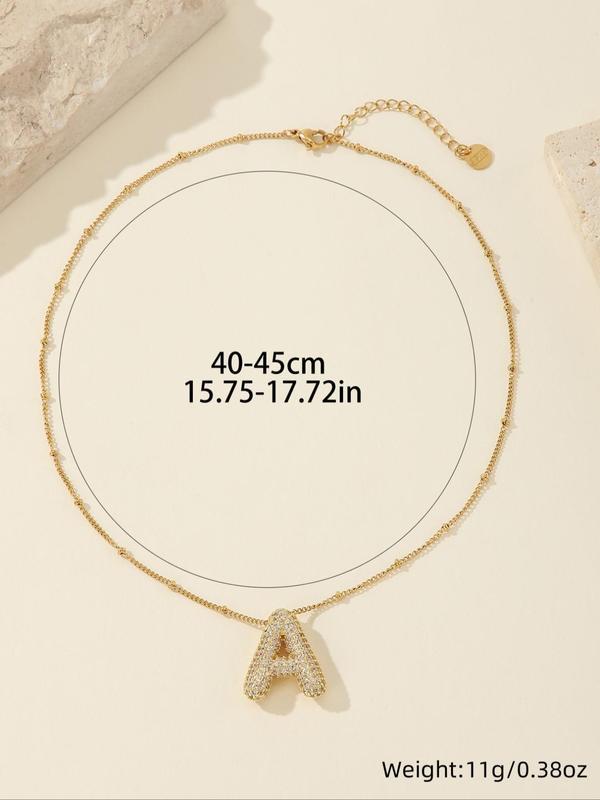 Dainty 14K Gold Bubble Initial Necklace – Personalized Name Pendant for Girls & Women