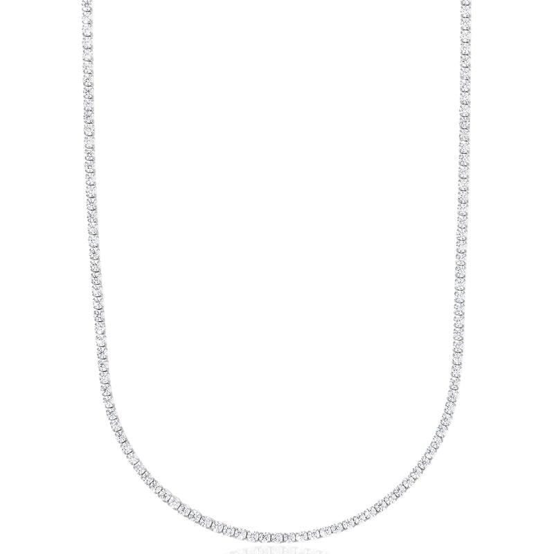 GLD CZ Diamond Micro Tennis Chain - 14K White Gold Plated 16-28" Adjustable