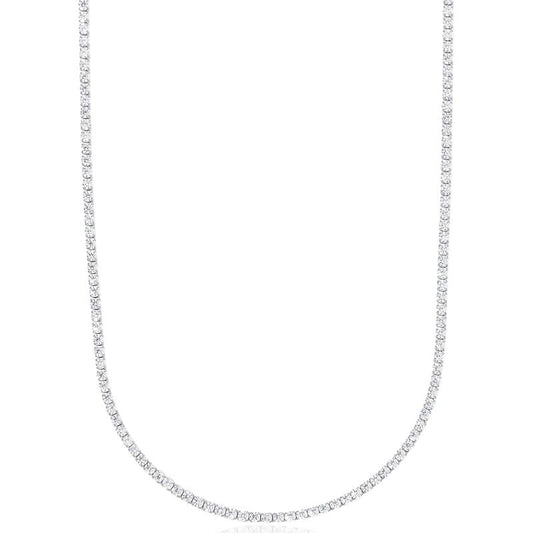 GLD CZ Diamond Micro Tennis Chain - 14K White Gold Plated 16-28" Adjustable