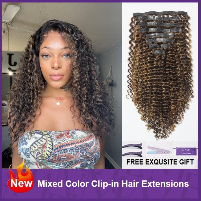 100% Virgin Human Hair Clip-Ins - LUVME Seamless Edge (Straight/Body Wave/Kinky Curly/Yaki/Messy Burmese)