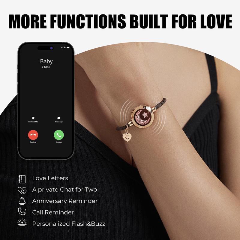 Totwoo Long Distance Touch Bracelets - Sun Moon, Bluetooth Love Gift for Couples & Family | Trendy Bangle
