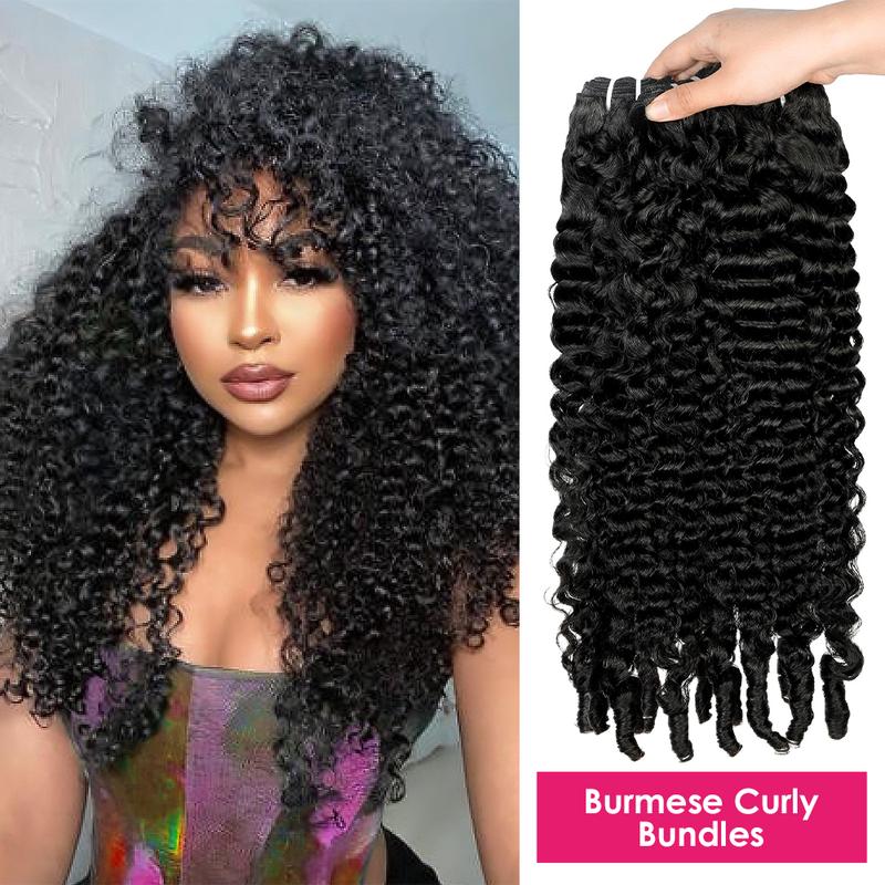 【New Product】Burmese Raw Curly Hair Bundles - 1/3/4 Pieces Outdoorfun Human Hair Extensions