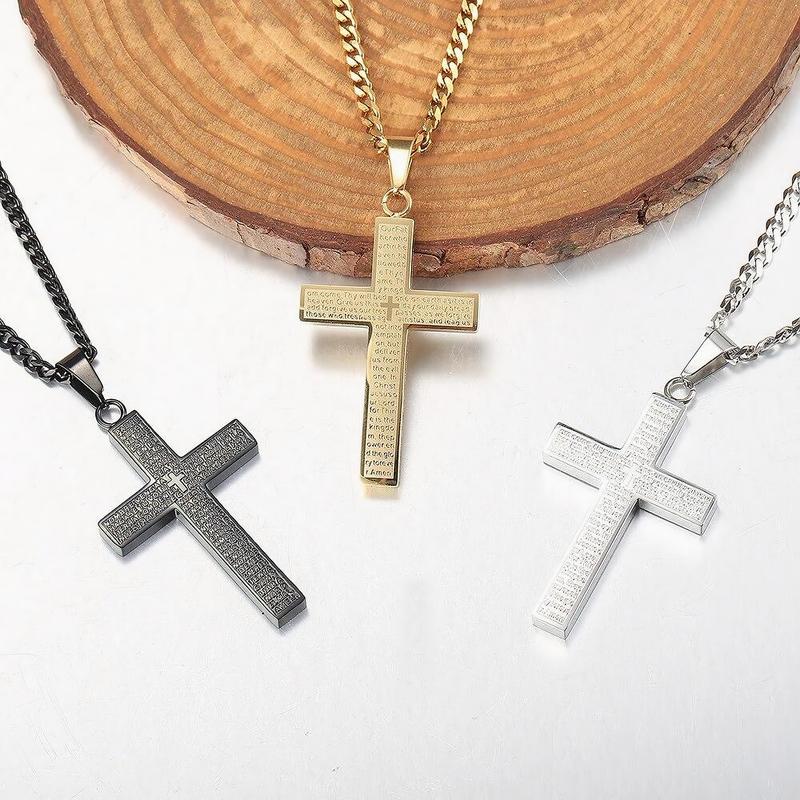 3.5mm Cuban Chain Cross Necklace for Men – Silver/Gold Plated (16-26")