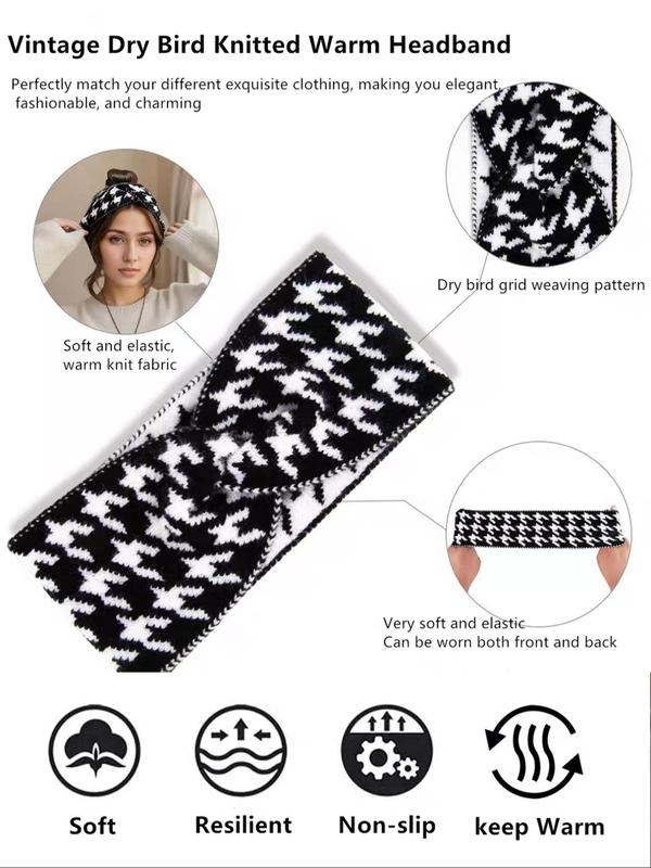 Women's 5-Piece Adjustable Knitted Headbands - Retro Design, High Elasticity for Daily & Outdoor