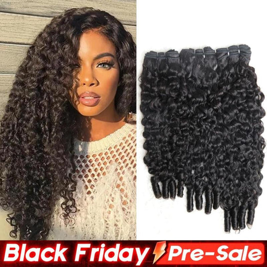 Ashine Brazilian Virgin Human Hair Bundles - 10A Burmese Curly Water Wave (14-30 Inches, Wet & Wavy, Glueless)