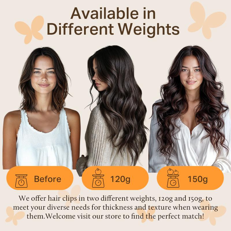 Doores Clip in Human Hair Extensions - 120g/150g Straight 100% Real Hair for Daily & Special Occasions (Black Friday)