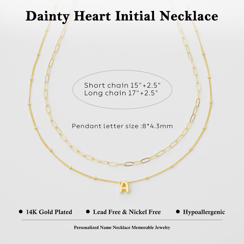 Turandoss Trendy Initial Necklace - Dainty Layered Paperclip Chain Choker | Personalized Gift for Women (Christmas/Birthday)