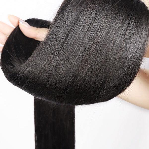 Black Friday Quick Weave Sew-In Hair Bundles - 3 Pcs 2x6/4x4 Closure Brazilian Virgin Straight Body Wave