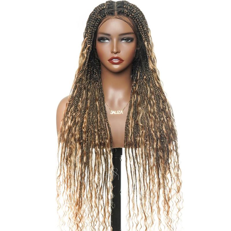 JALIZA 24"/36" Boho Box Braids Wig - 100% Human Hair Blend | Pre-Cut Transparent Lace 86 Strands