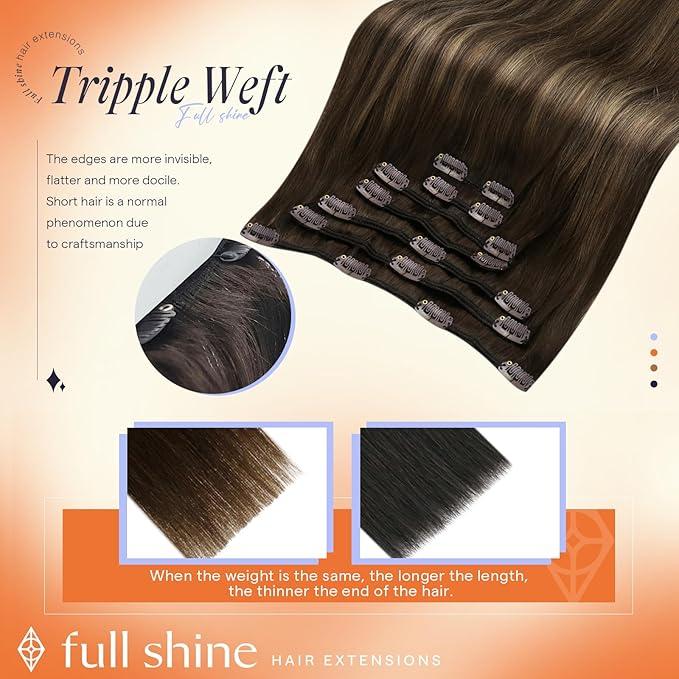 10-28 Inch Silky Straight Sparkle Clip-Ins - 7 Pcs Remy 100-150g Easy Install