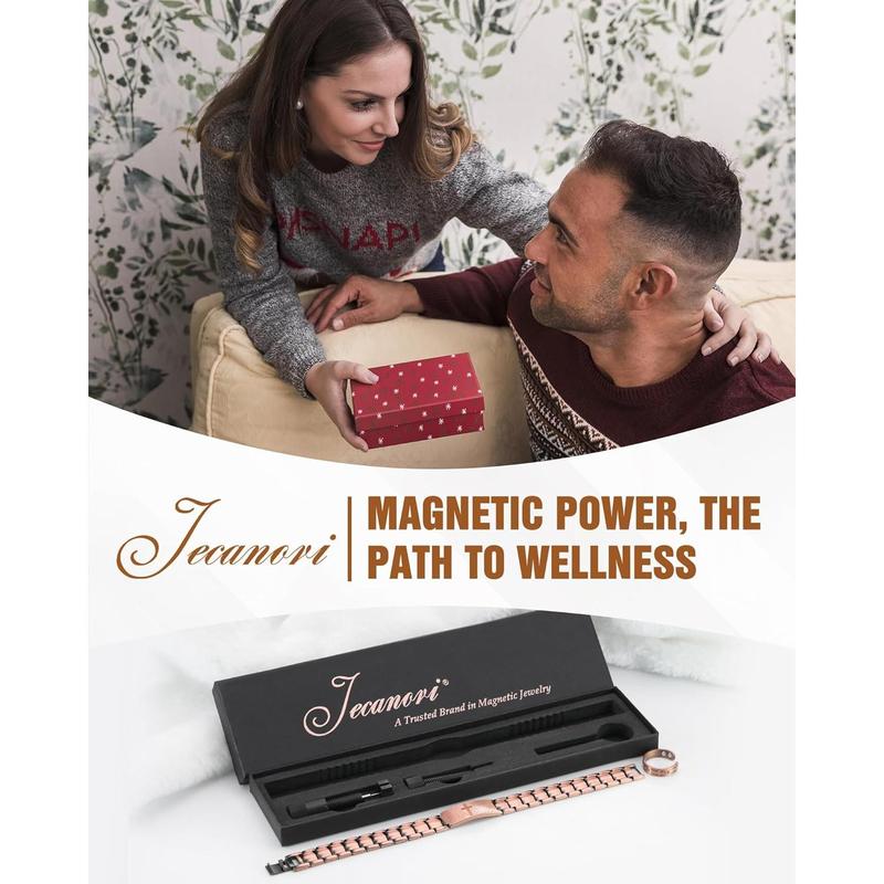 Jecanori 2X Copper Magnetic Cross Bracelet for Men - Included Ring, Adjustable Link | Ultra Strength Jewelry Gift