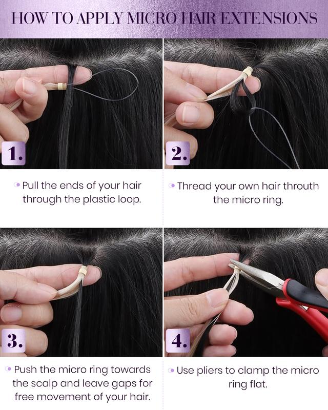 LaaVoo Micro Ring Human Hair Extensions - 56 Gram Real Human Hair Micro Extensions