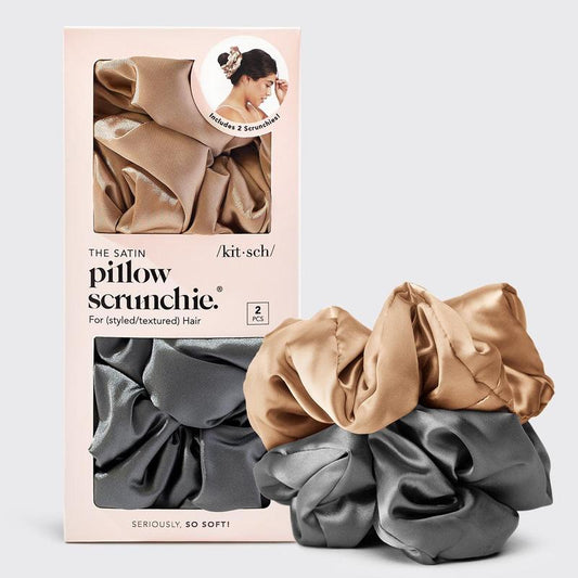 Satin Sleep Scrunchies - Black & Gold
