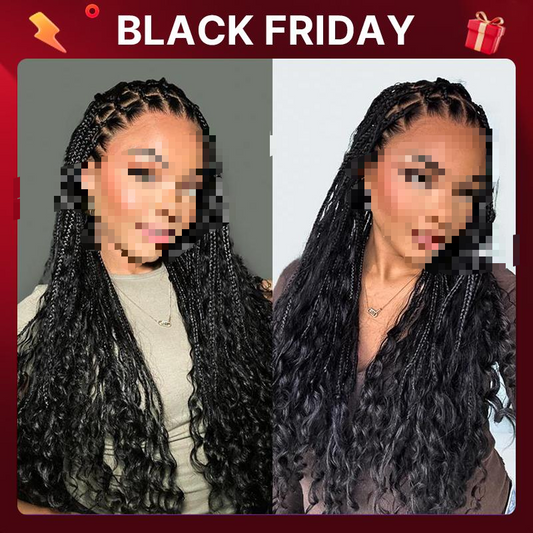 1. Luvme 26" Knotless Bohemian Braid Wig - Full Lace Invisible Drawstring, Flexible Fit Natural Scalp