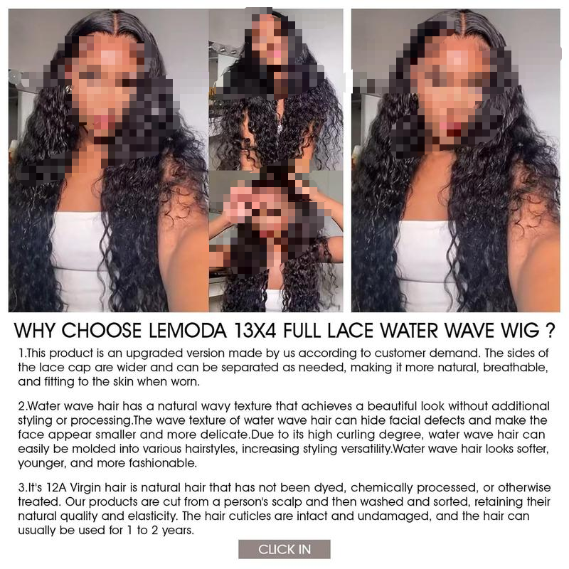 Lemoda 12A HD Transparent Lace Front Wig - Brazilian Wet Wave Human Hair | 13x4 Water Wave