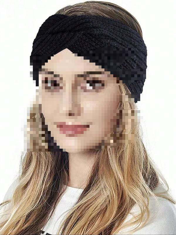 Winter Fashion Elastic Knit Headband - Solid Color with Cute Knot & Snug Fit