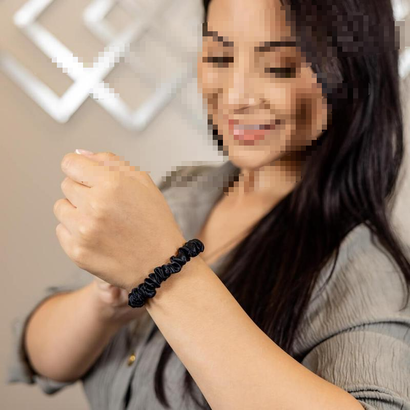 Blissy 3-Pack Skinny Silk Scrunchies - 100% Mulberry Silk, Dent-Free & Snag-Free