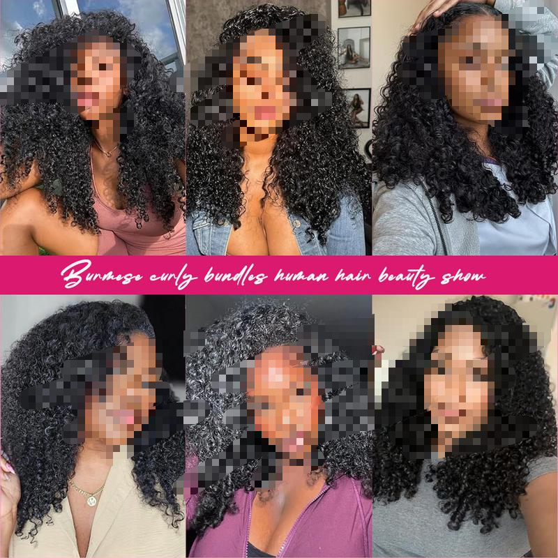 Burmese Curly Human Hair Weave Bundles - Quick Weave Spiral Curly Extensions for Black Women
