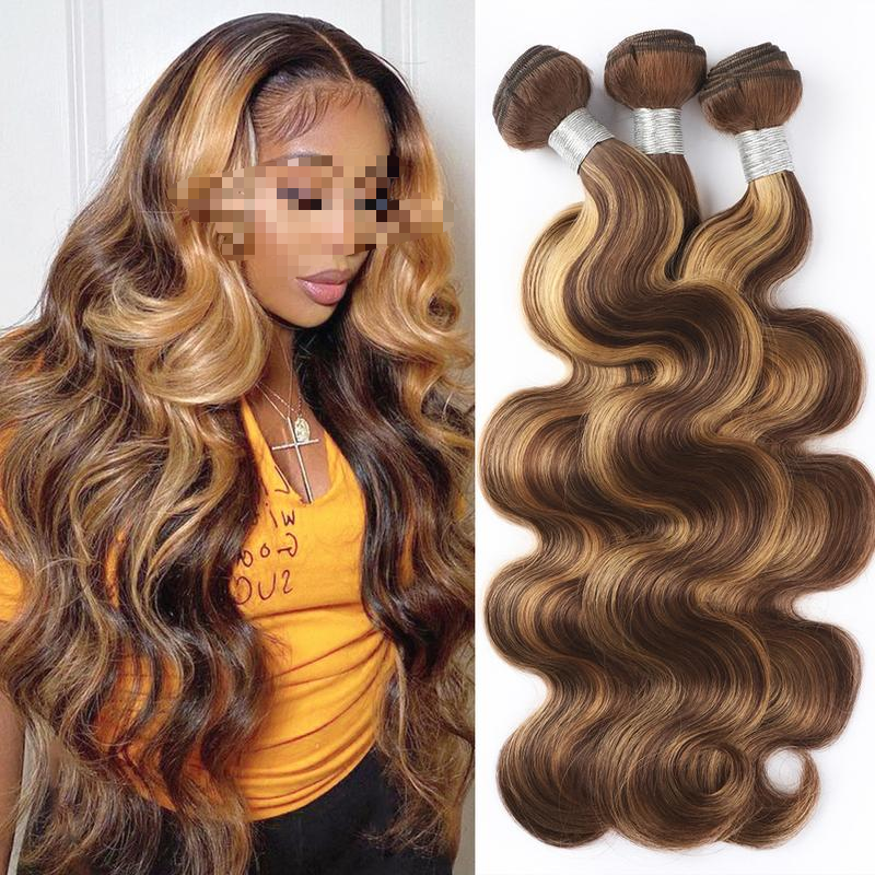Black Friday Honey Blonde Highlight Human Hair Bundles - 3 Pcs T1B/4/30 P4/27 Brazilian Wave Weave