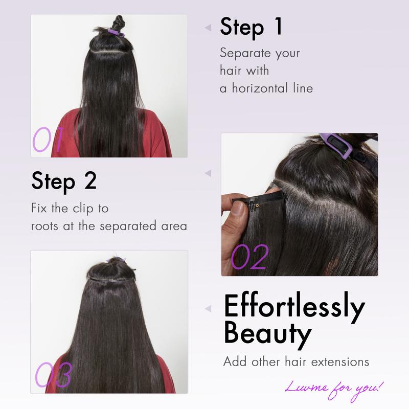 100% Virgin Human Hair Clip-Ins - LUVME Seamless Edge (Straight/Body Wave/Kinky Curly/Yaki/Messy Burmese)