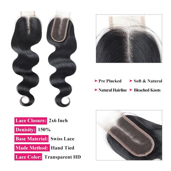 FallFreshness Body Wave Human Hair Bundles + 4x4 Lace Closure - Free Part Quick Weave 2x6 Option