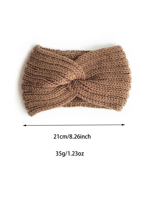 Winter Fashion Elastic Knit Headband - Solid Color with Cute Knot & Snug Fit