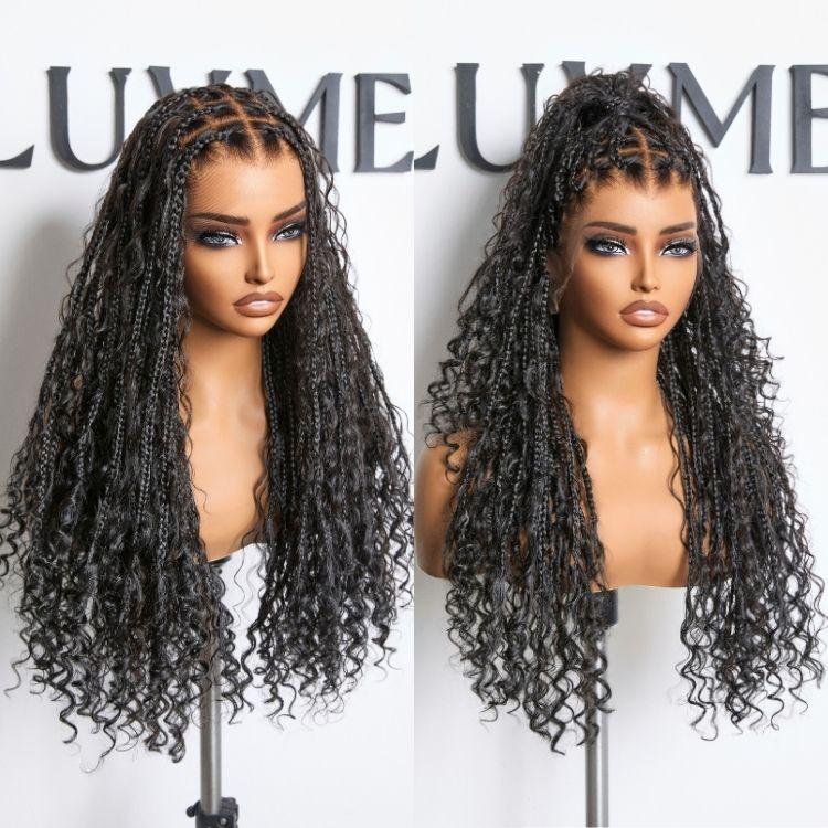 JALIZA 24"/36" Boho Box Braids Wig - 100% Human Hair Blend | Pre-Cut Transparent Lace 86 Strands