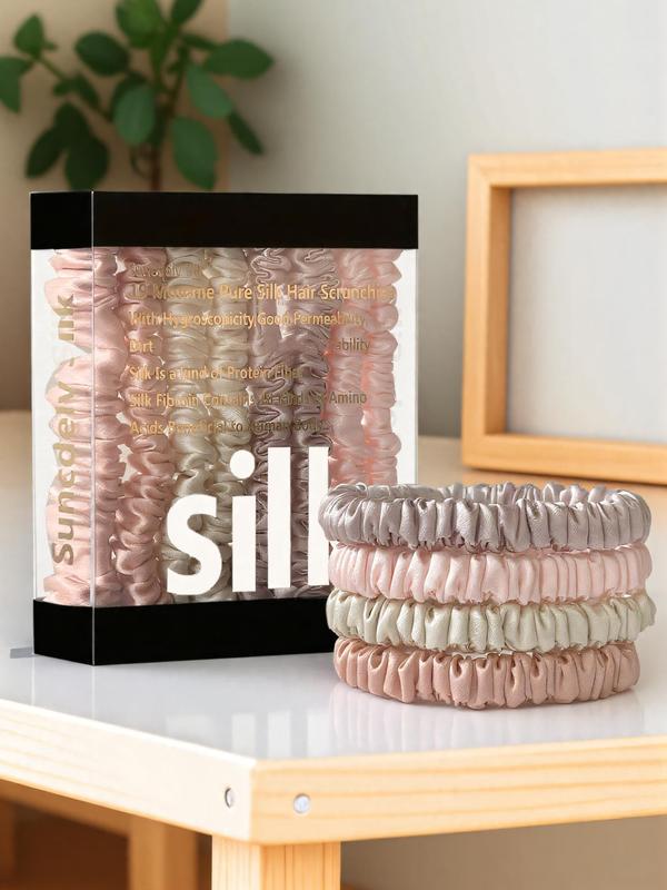 Silk Hair Accessories Set - Soft Gentle Minimalist Scrunchies, Thick Hair-Friendly for Women & Girls