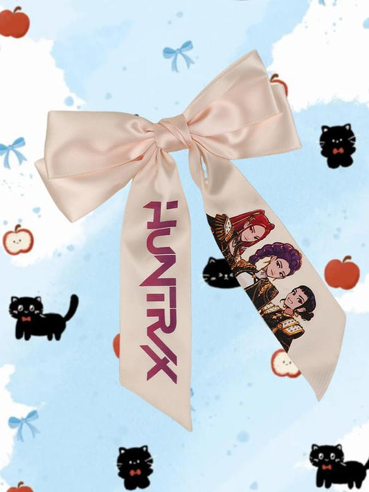 4Pcs/1Pc Large Kpop Hair Bows with Girl Group Printed Ribbons | Comfortable & Secure Hair Clips | Versatile Styling