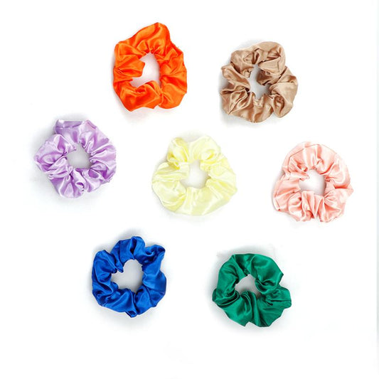 Women's Silk Satin Scrunchies - Random Color Silk Hair Ties for Ponytails