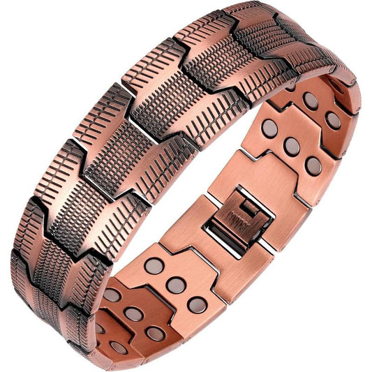 Feraco Men's Magnetic Copper Bracelet - 3X Strength, 99.99% Pure Copper & 3500 Gauss Magnets | Adjustable