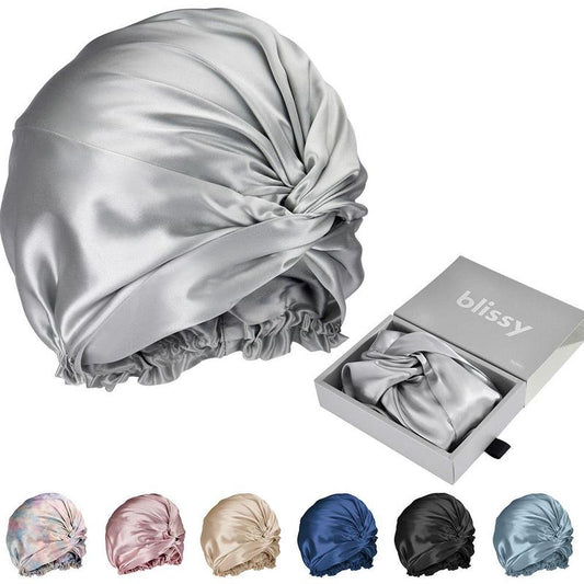 100% Mulberry Silk Hair Protector Hat - Anti-Static & Anti-Damage, Locks Curl Moisture & Enhances Gloss