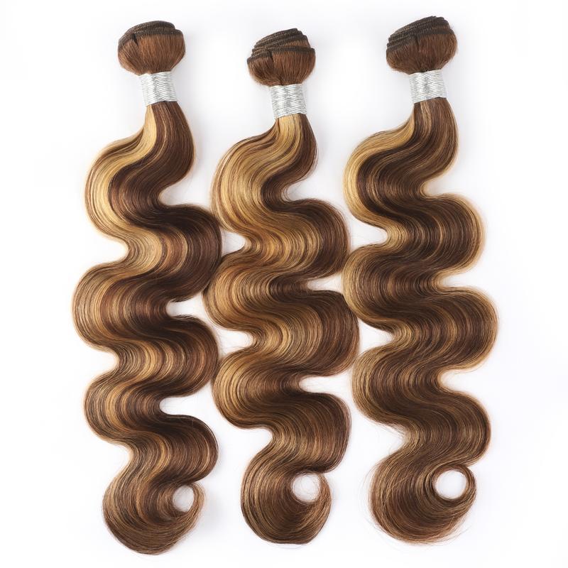 Black Friday Honey Blonde Highlight Human Hair Bundles - 3 Pcs T1B/4/30 P4/27 Brazilian Wave Weave