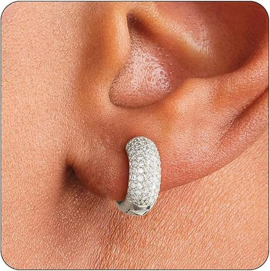 Men's 14K Gold Plated Minimalist Hoop Earrings - Hypoallergenic CZ Studs for Sensitive Ears