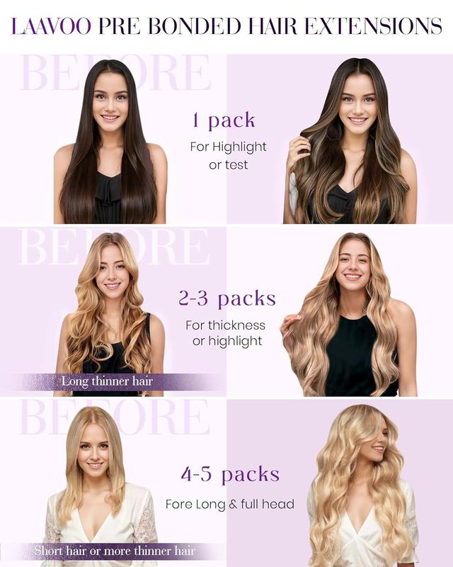 LaaVoo Micro Ring Human Hair Extensions - 56 Gram Real Human Hair Micro Extensions