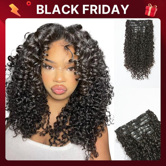 100% Virgin Human Hair Clip-Ins - LUVME Seamless Edge (Straight/Body Wave/Kinky Curly/Yaki/Messy Burmese)