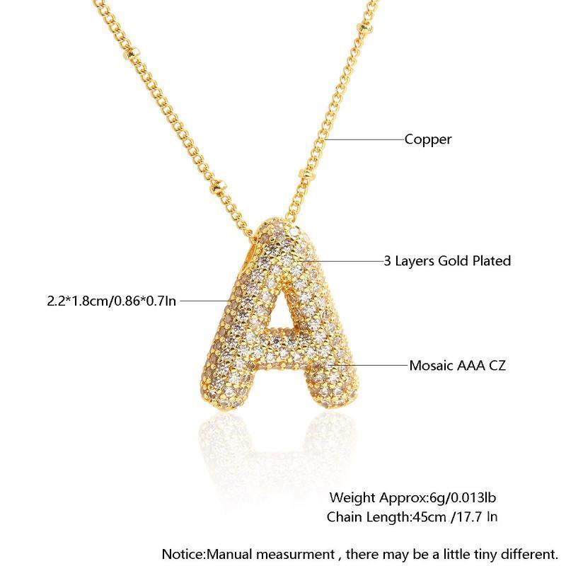 Dainty 14K Gold Bubble Initial Necklace – Personalized Name Pendant for Girls & Women