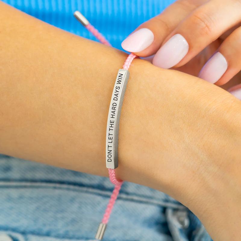"Don't Let The Hard Days Win" Inspire Bracelet - Stainless Steel 18k Gold Plated Braided Engraved Design | Adjustable to 10"