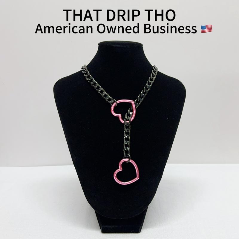 ThatDripTho Heart O-Ring Slip Chain – Punk Style Adjustable Unisex Daily Jewelry
