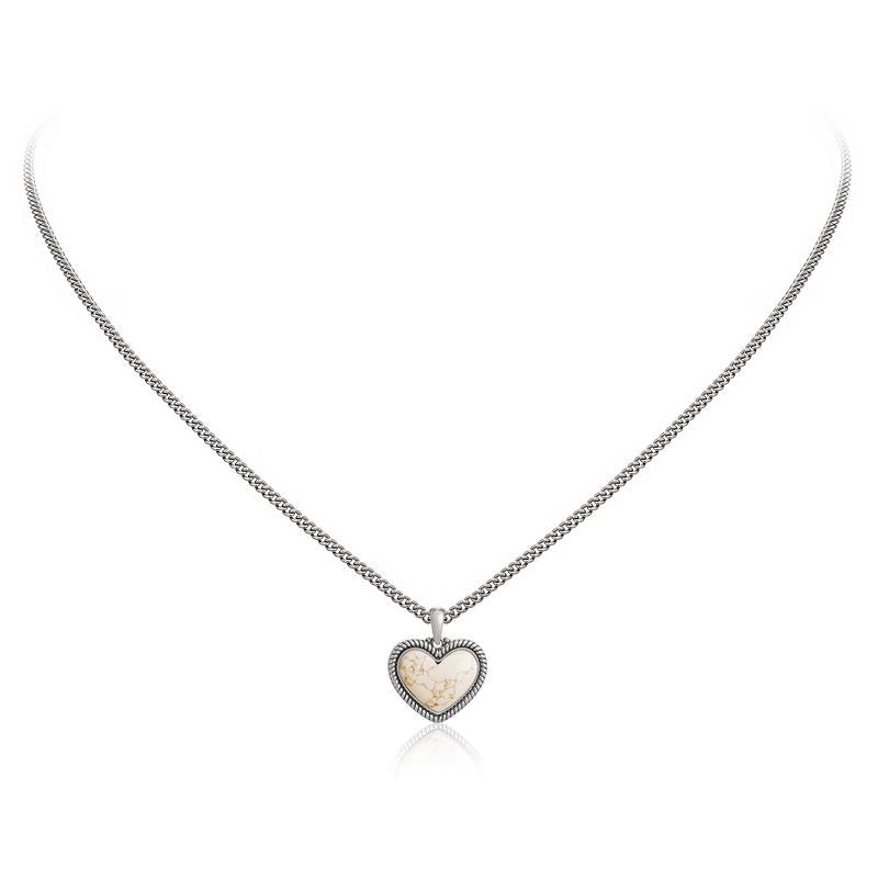 Wrangler Western Heart Necklace – Silver-Plated Teardrop Gemstone | Women’s Everyday & Special Occasions